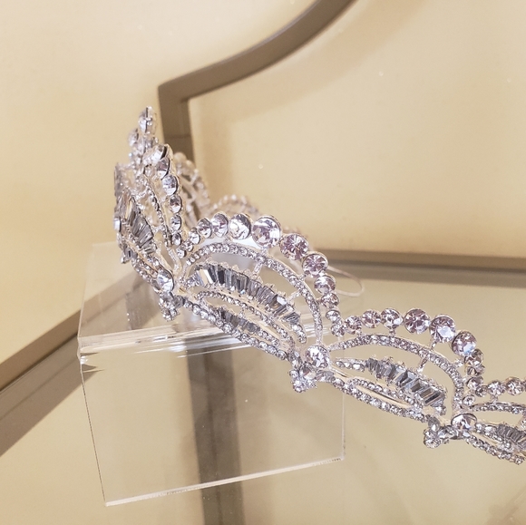 Crystal Tiara, Silver Tiara, Baroque Luxury Crystal, Bridal Crown Tiara, Tiara